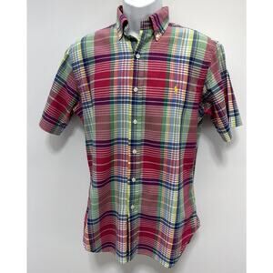 Men's Polo Ralph Lauren Classic Fit Button Up Shirt Size S Big Pink Green Plaids